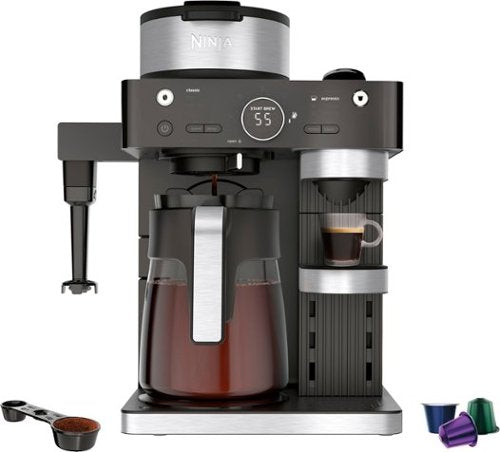 Ninja - Espresso & Coffee Barista System, Single Serve & Nespresso, with 12-Cup Carafe, 4 Styles with Ristretto - Black