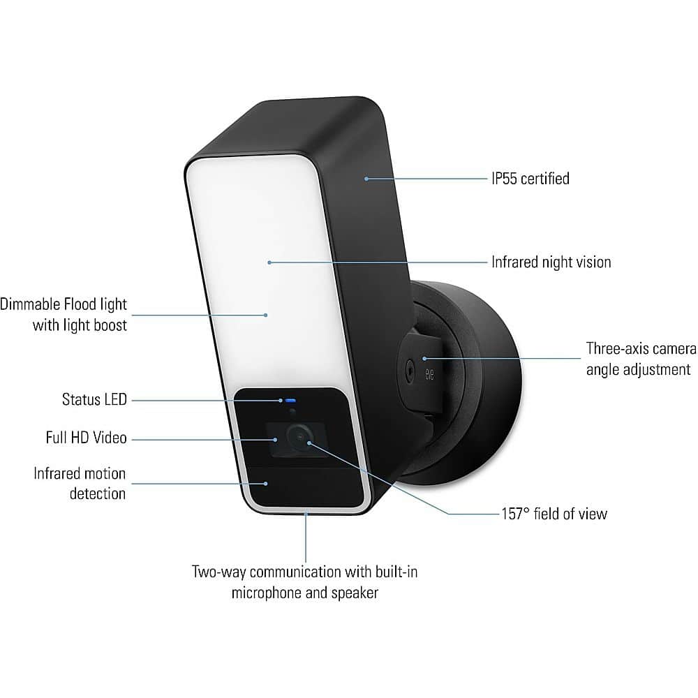 Eve - Outdoor Cam - Secure floodlight camera with Apple HomeKit Secure Video technology - White