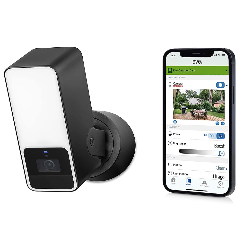 Eve - Outdoor Cam - Secure floodlight camera with Apple HomeKit Secure Video technology - White