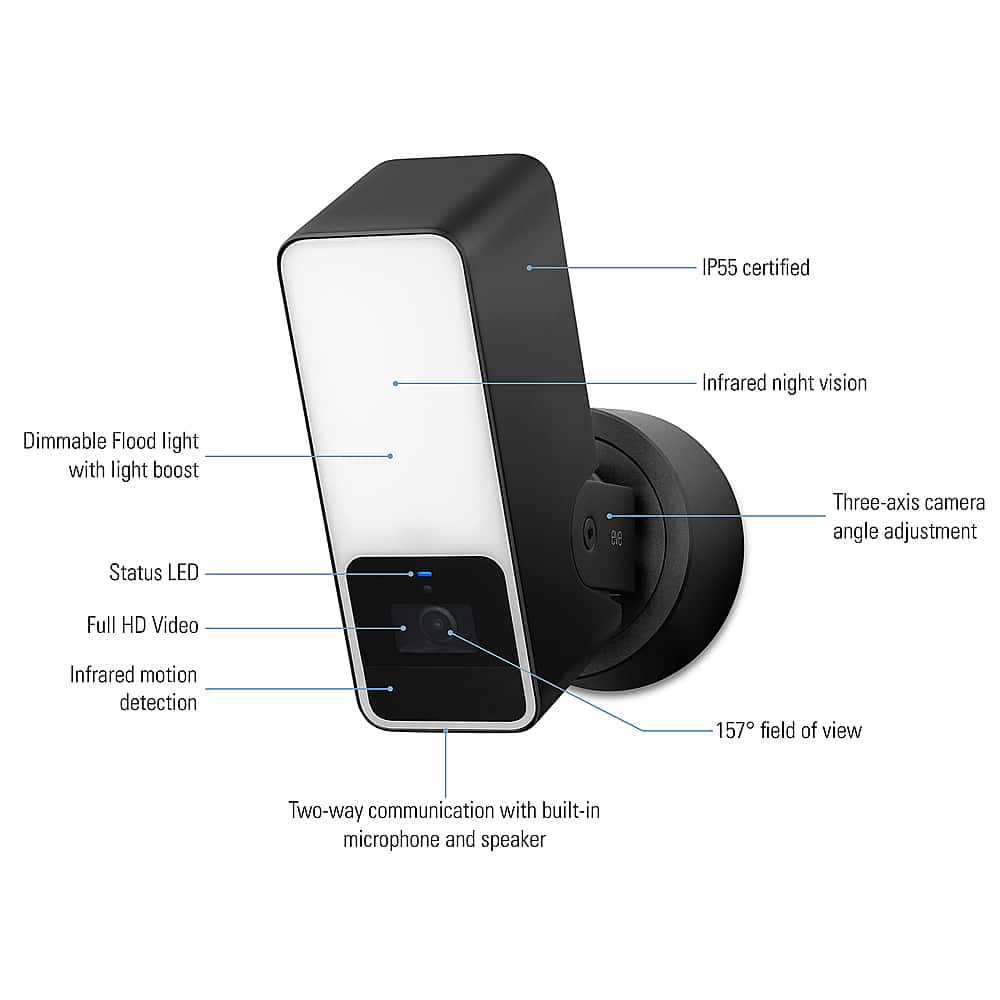 Eve - Outdoor Cam - Secure floodlight camera with Apple HomeKit Secure Video technology - White
