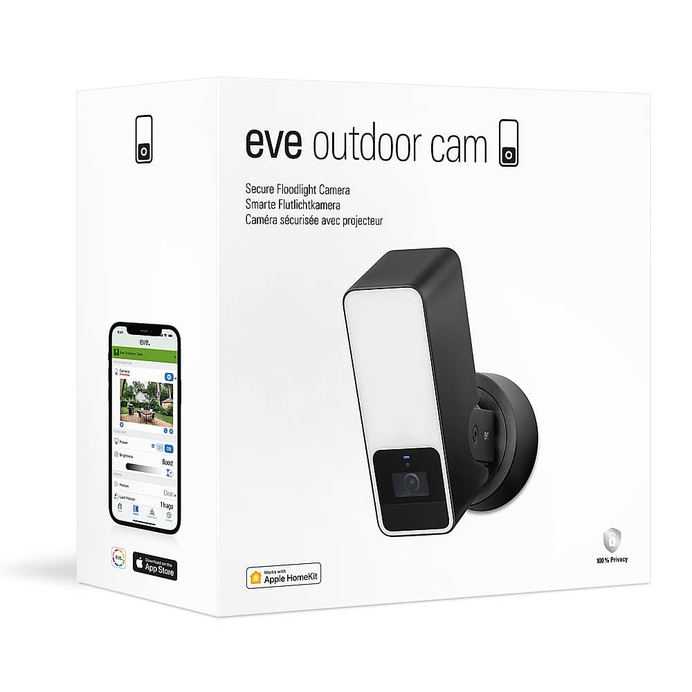 Eve - Outdoor Cam - Secure floodlight camera with Apple HomeKit Secure Video technology - White