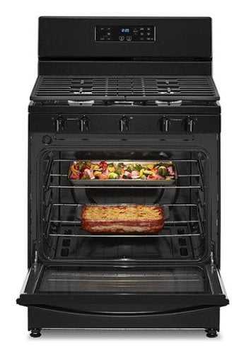 Whirlpool - 30 in. Wide 5 burners 5.1 cu. ft. Freestanding Gas Range with Edge to Edge Cooktop - Black