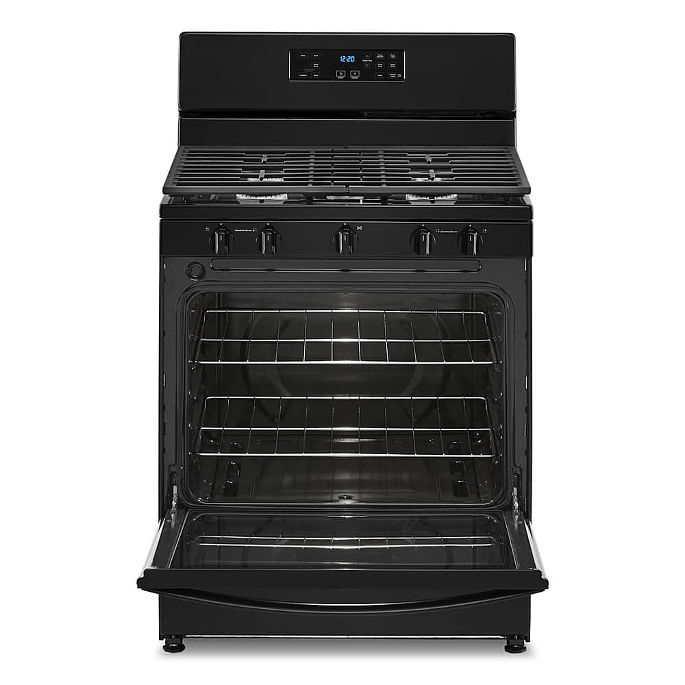 Whirlpool - 30 in. Wide 5 burners 5.1 cu. ft. Freestanding Gas Range with Edge to Edge Cooktop - Black
