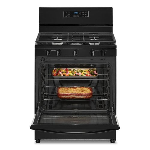 Whirlpool - 30 in. Wide 5 burners 5.1 cu. ft. Freestanding Gas Range with Edge to Edge Cooktop - Black