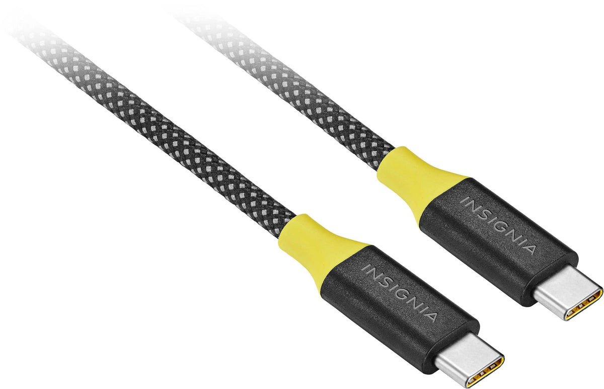 Insignia™ - 8ft 100W USB-C to USB-C Charge-and-Sync Braided Cable - Black