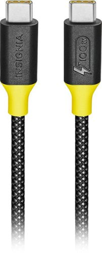 Insignia™ - 8ft 100W USB-C to USB-C Charge-and-Sync Braided Cable - Black