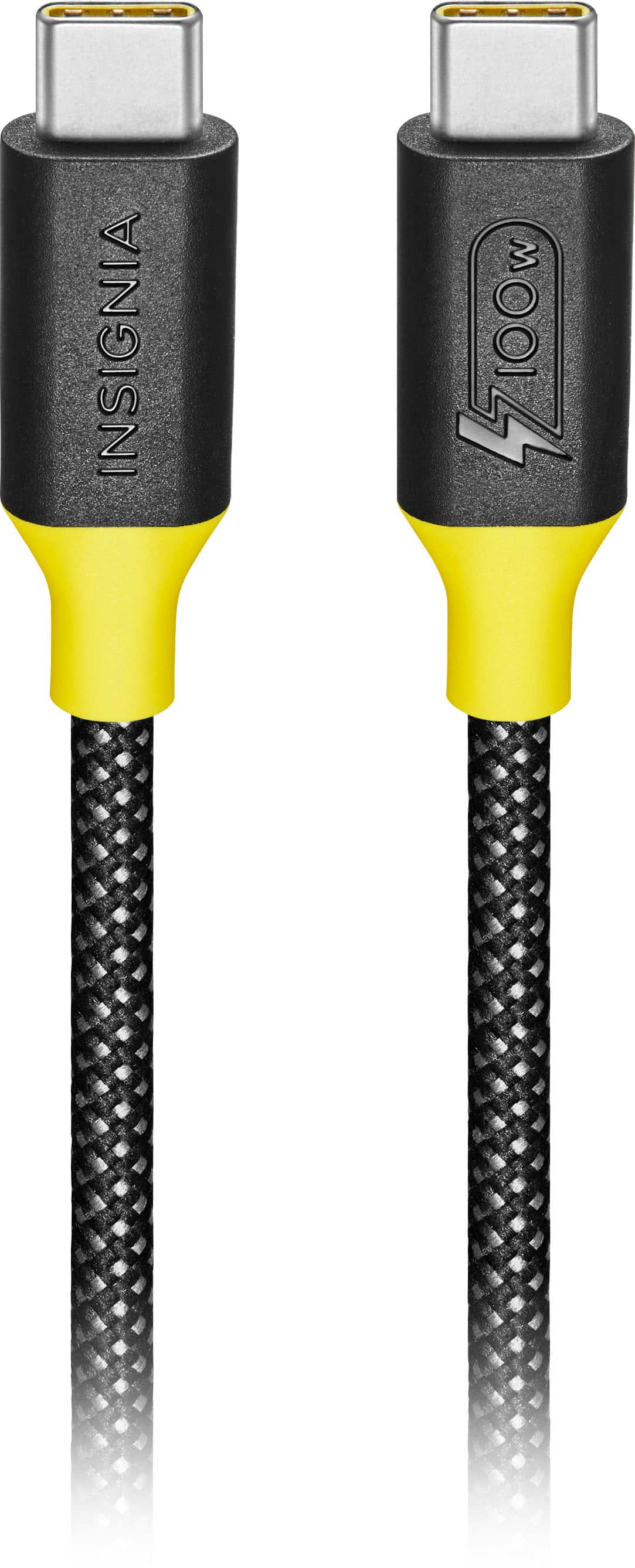 Insignia™ - 8ft 100W USB-C to USB-C Charge-and-Sync Braided Cable - Black