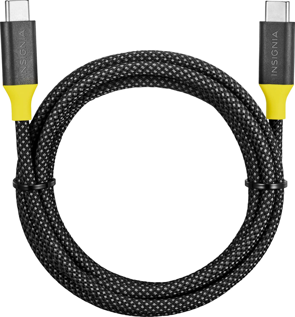 Insignia™ - 8ft 100W USB-C to USB-C Charge-and-Sync Braided Cable - Black