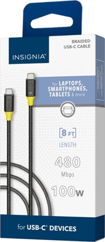 Insignia™ - 8ft 100W USB-C to USB-C Charge-and-Sync Braided Cable - Black