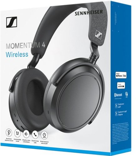 Sennheiser - MOMEMTUM 4 Wireless Adaptive Noise-Canceling Over-The-Ear Headphones - Black