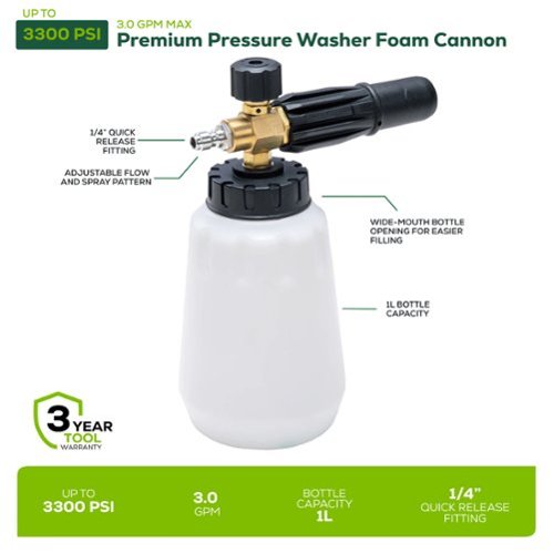 Greenworks - Pressure Washer Foam Cannon Attachment - Gray