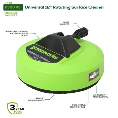 Greenworks - 12" Pressure Washer Surface Cleaner Attachment - Green