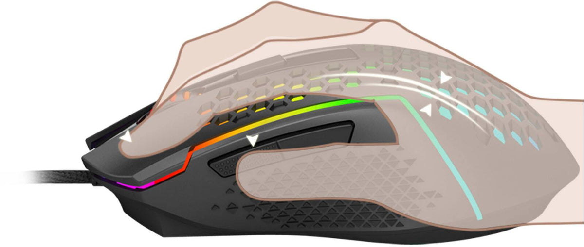 REDRAGON - M987-K Lightweight Wired Optical Gaming Mouse with RGB Backlighting - Wired - Black