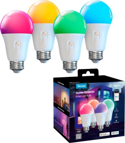 Govee - A19 1200 Lumens Wi-Fi Smart LED Bulb (4-Pack) - RGB