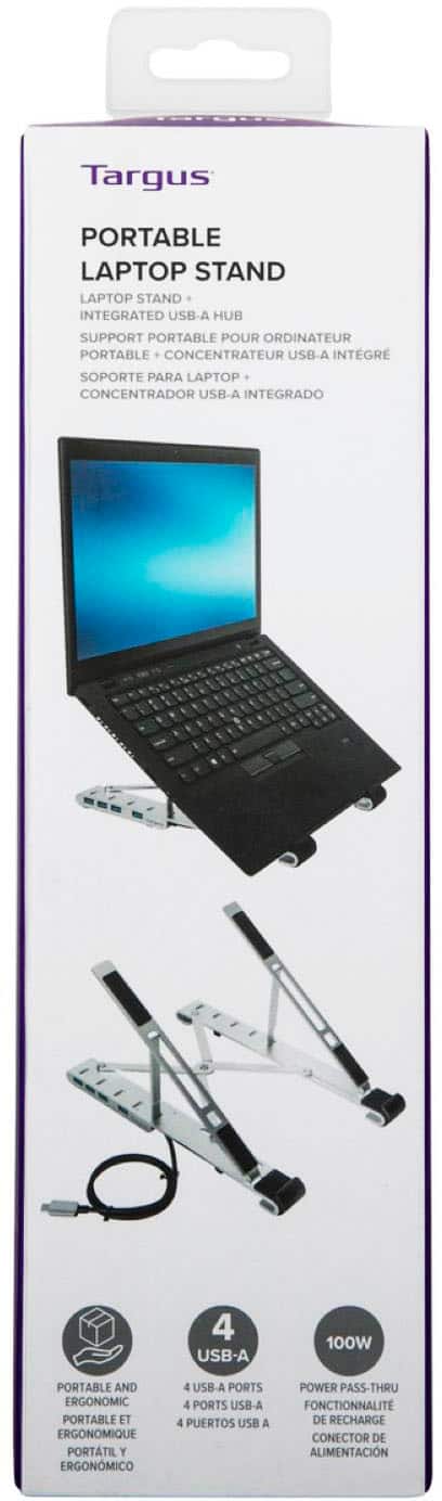 Targus - Portable Laptop Stand + Integrated USB-A Hub - Silver