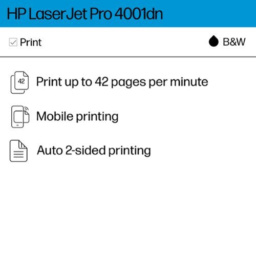 HP - LaserJet Pro 4001dn Black-and-White Laser Printer - White