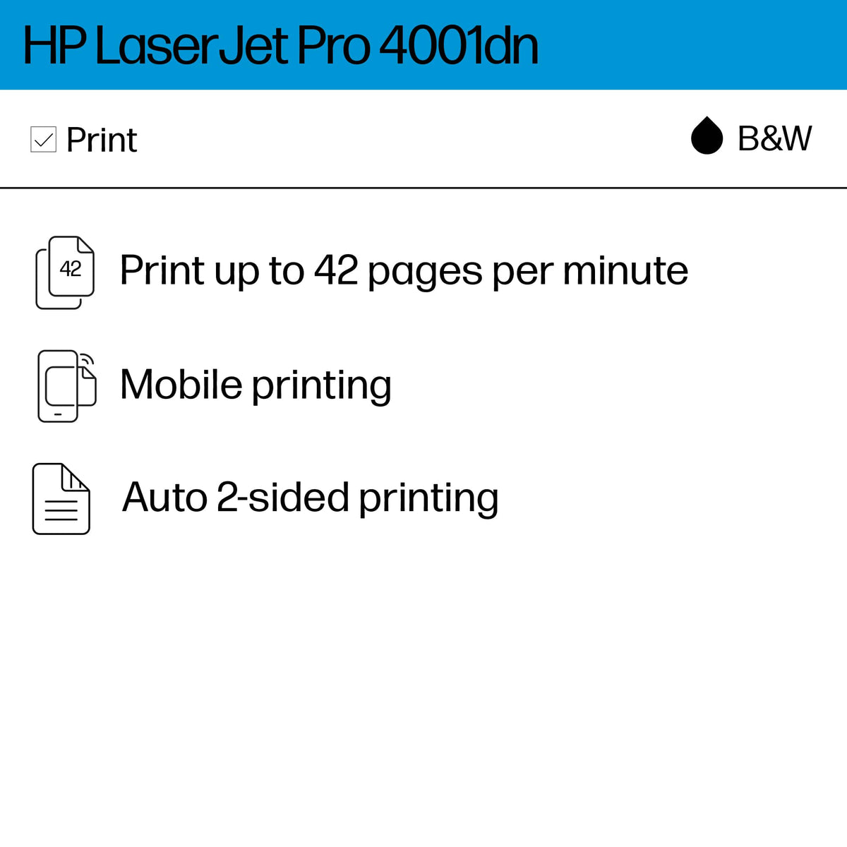 HP - LaserJet Pro 4001dn Black-and-White Laser Printer - White