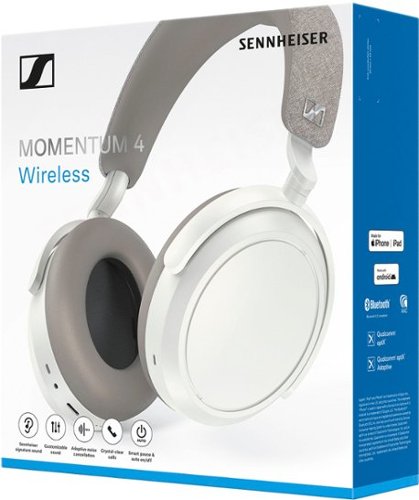 Sennheiser - MOMENTUM 4 Wireless Adaptive Noise-Canceling Over-The-Ear Headphones - White