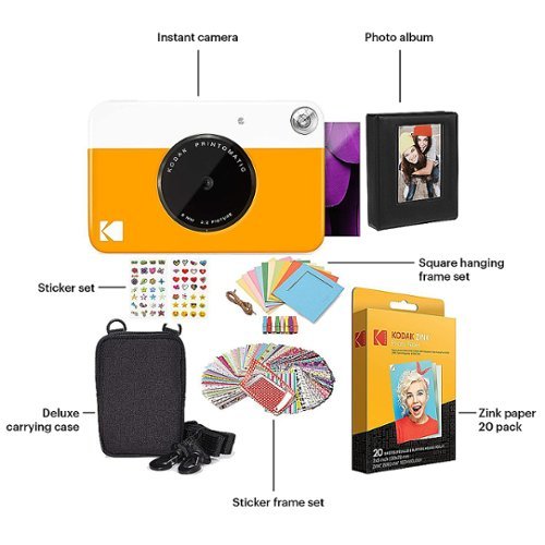 Kodak - Printomatic Portable Instant Camera with 2" x 3" Zink Photo Paper, Case, Album & More - Yellow