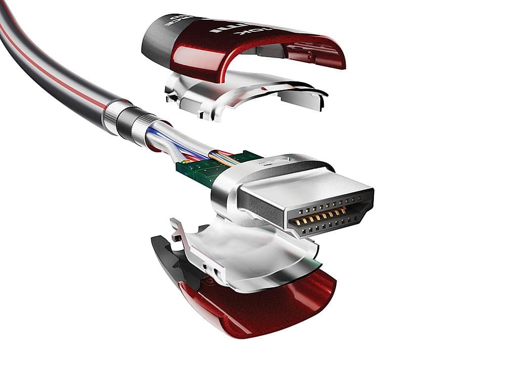 AudioQuest - Cherry Cola 48 49.2' 4K-8K-10K 48Gbps In-Wall Rated HDMI Cable - Gray with Red Stripes