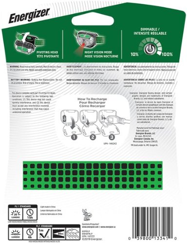 Energizer - Vision Ultra HD Rechargeable Headlamp (Includes USB Charging Cable) - Green