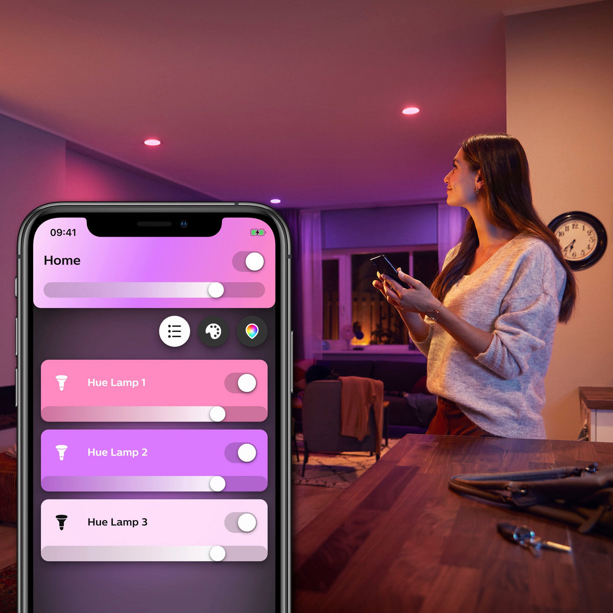 Philips - Hue BR30 Bluetooth 85W Smart LED Bulb (2-Pack) - White and Color Ambiance