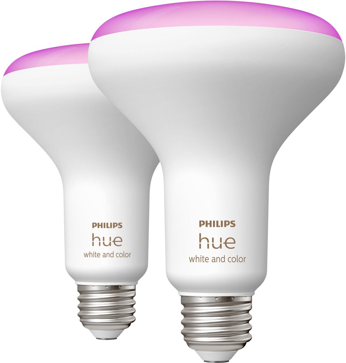 Philips - Hue BR30 Bluetooth 85W Smart LED Bulb (2-Pack) - White and Color Ambiance