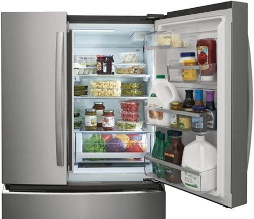 Frigidaire - Gallery 36 in. Wide 22.1 Cu. Ft. Counter-Depth 4-Door French Door Refrigerator with Internal Water Dispenser - Smudge Proof Stainless Steel