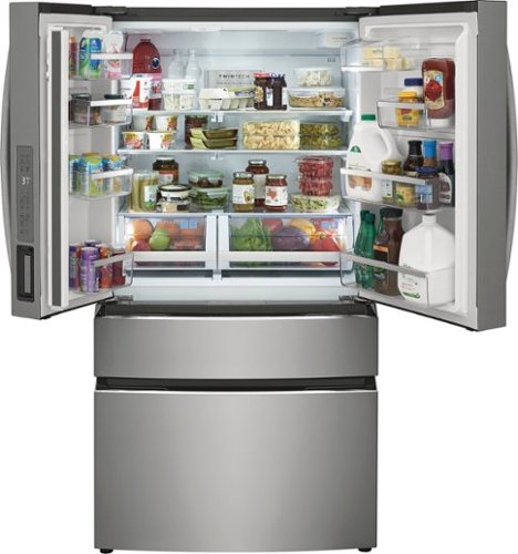 Frigidaire - Gallery 36 in. Wide 22.1 Cu. Ft. Counter-Depth 4-Door French Door Refrigerator with Internal Water Dispenser - Smudge Proof Stainless Steel