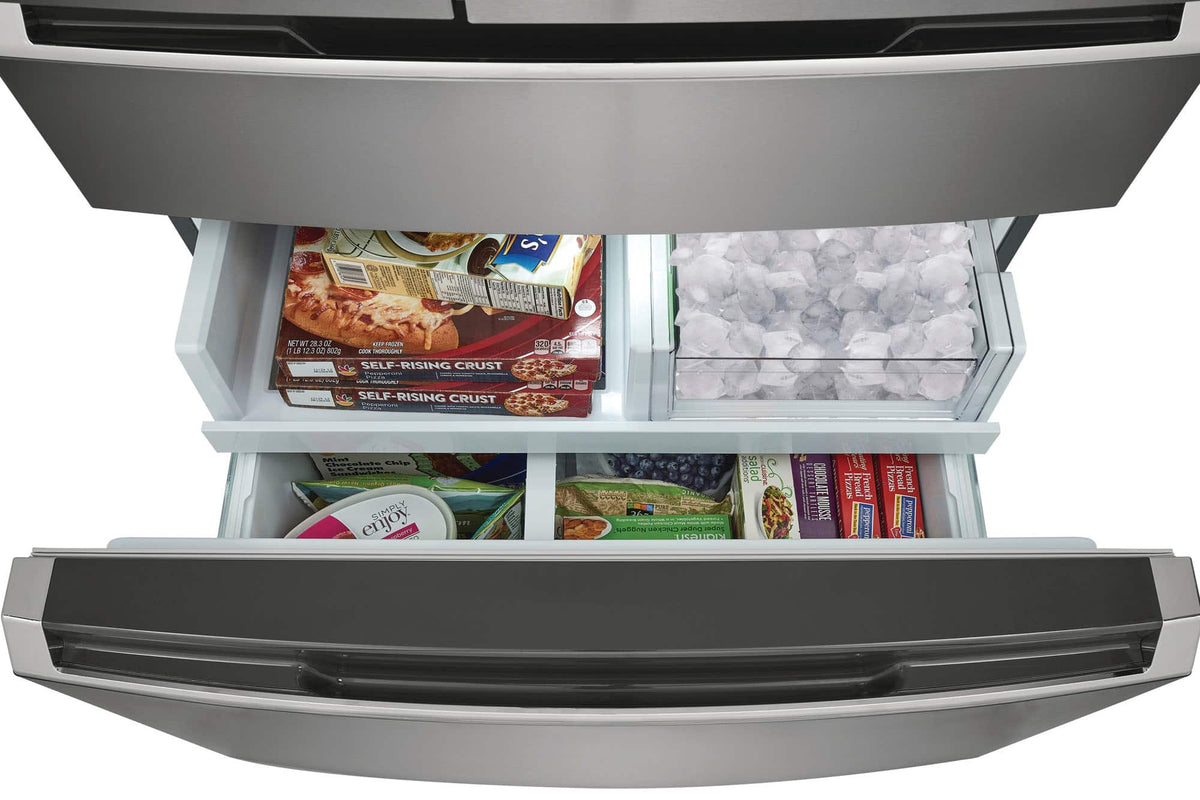 Frigidaire - Gallery 36 in. Wide 22.1 Cu. Ft. Counter-Depth 4-Door French Door Refrigerator with Internal Water Dispenser - Smudge Proof Stainless Steel