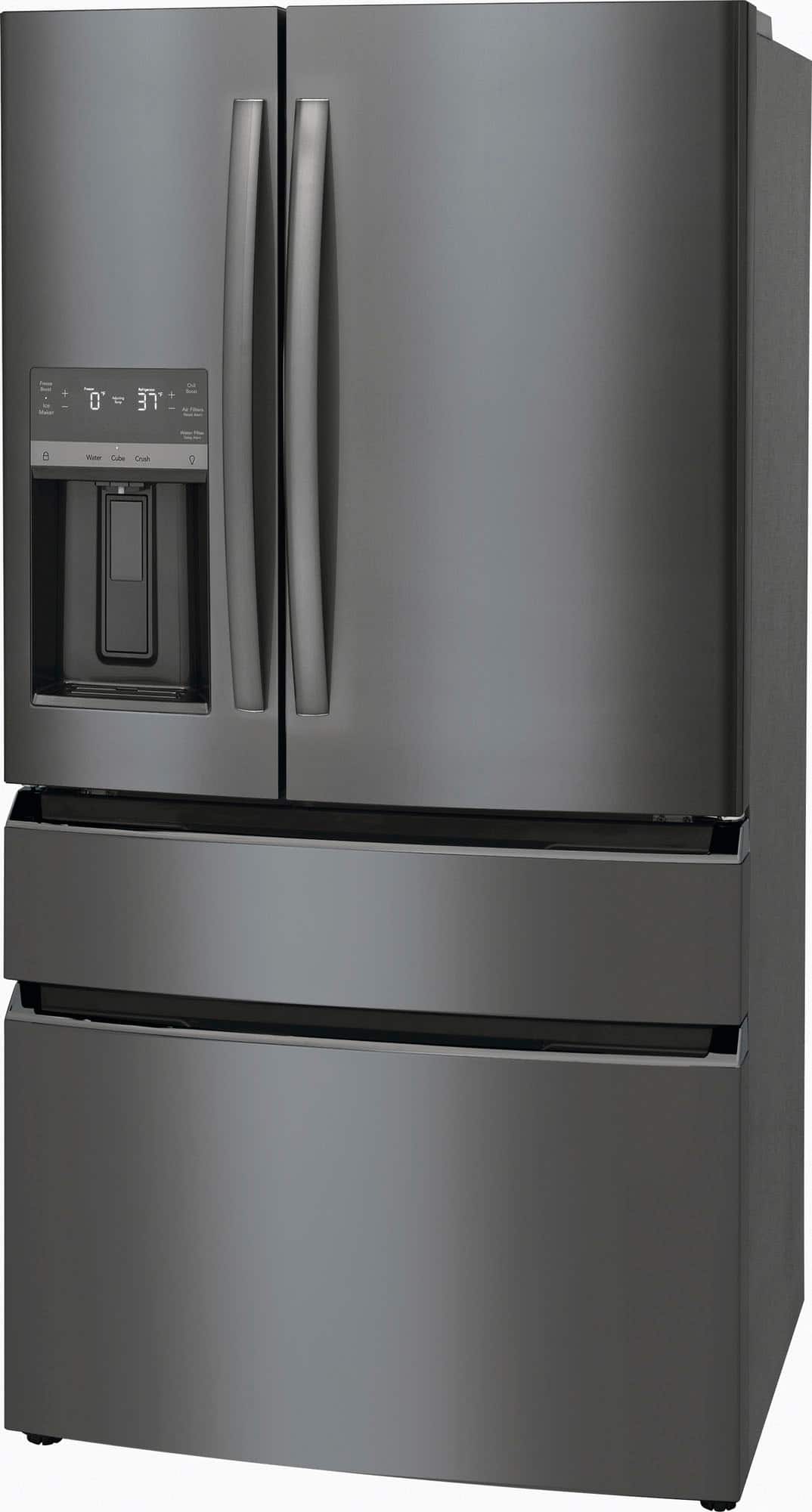 Frigidaire - Gallery 36 in. Wide 21.5 Cu. Ft. Counter-Depth 4-Door French Door Refrigerator - Black Stainless Steel