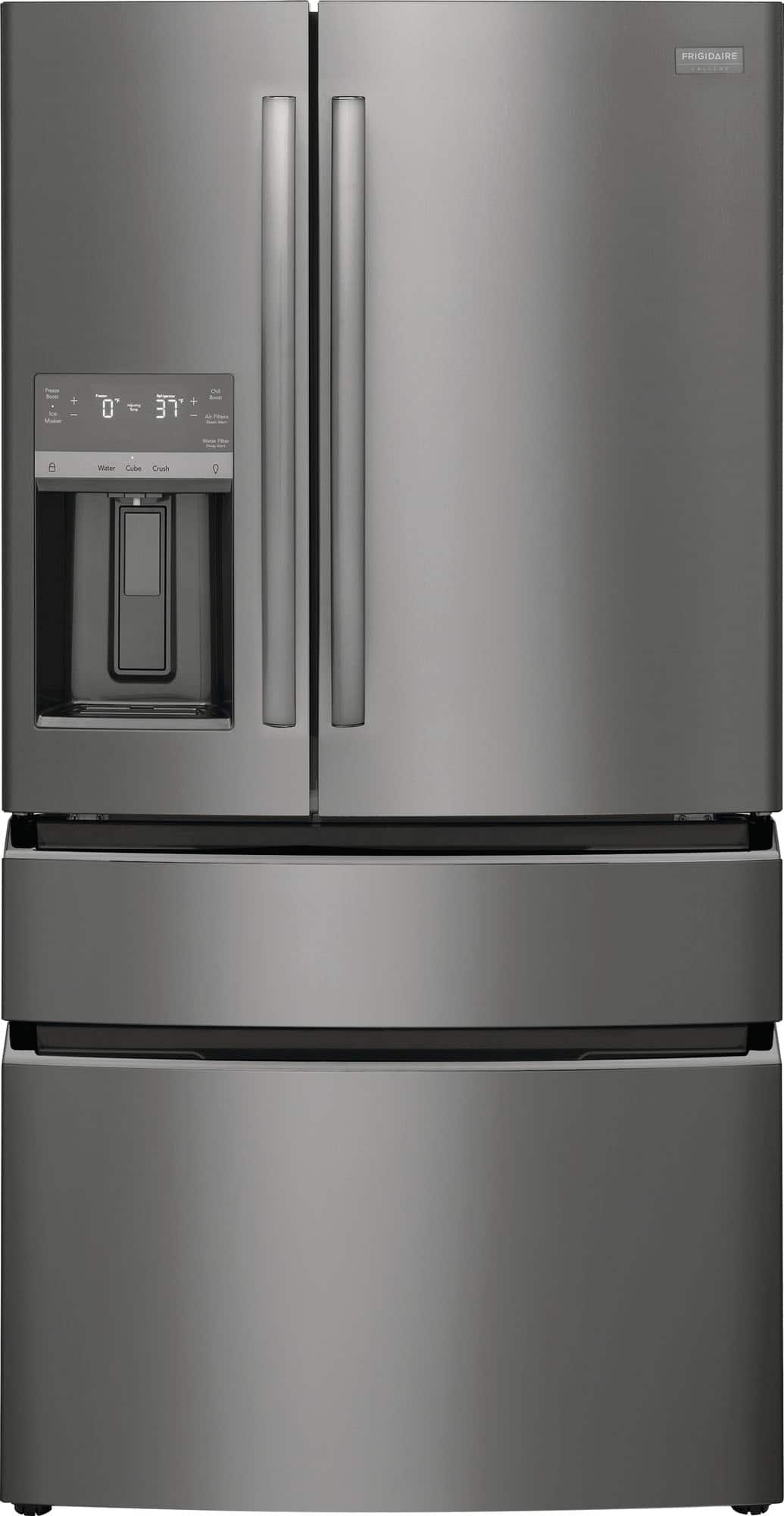 Frigidaire - Gallery 36 in. Wide 21.5 Cu. Ft. Counter-Depth 4-Door French Door Refrigerator - Black Stainless Steel