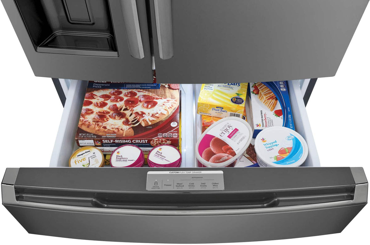 Frigidaire - Gallery 36 in. Wide 21.5 Cu. Ft. Counter-Depth 4-Door French Door Refrigerator - Black Stainless Steel