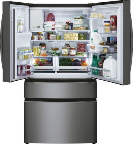 Frigidaire - Gallery 36 in. Wide 21.5 Cu. Ft. Counter-Depth 4-Door French Door Refrigerator - Black Stainless Steel