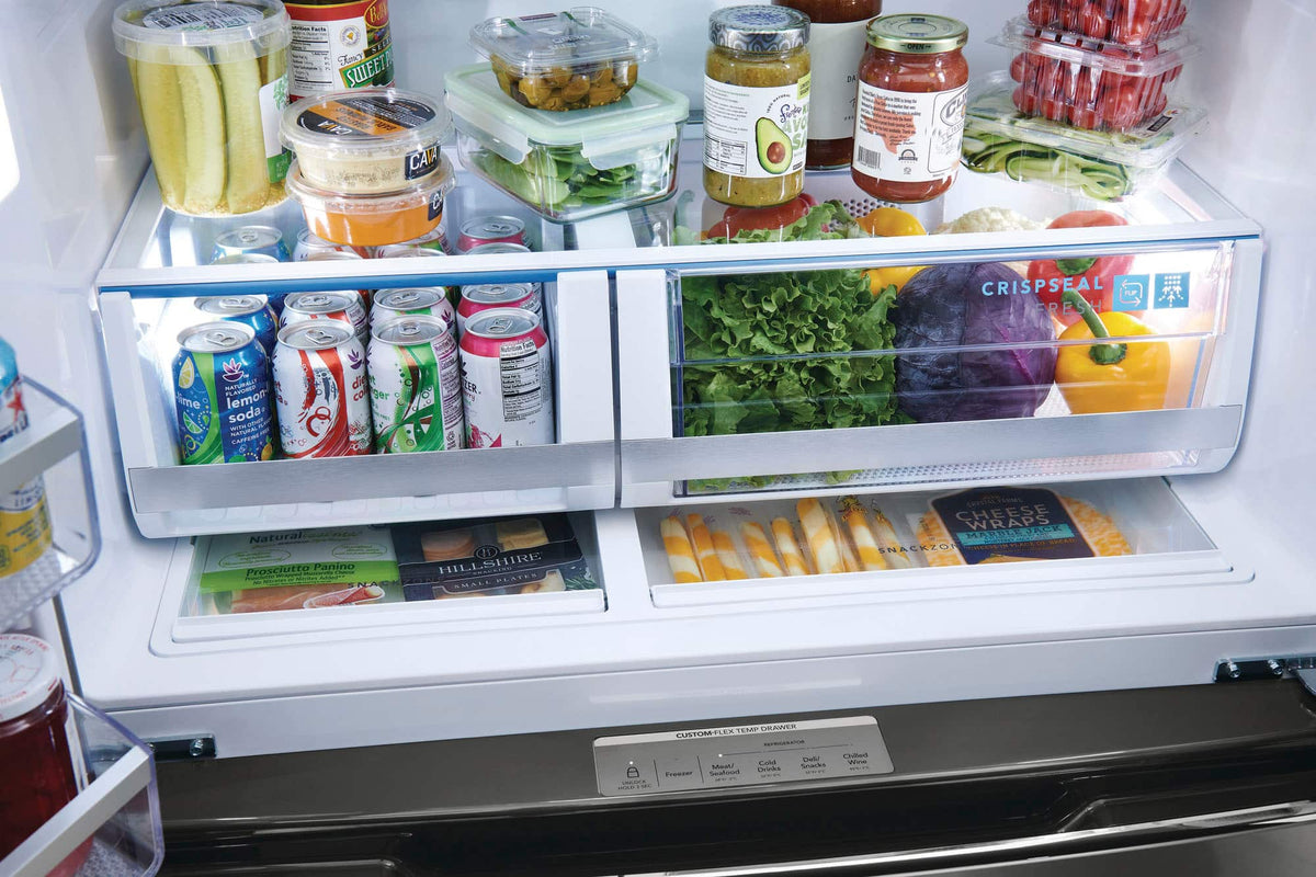 Frigidaire - Gallery 36 in. Wide 21.5 Cu. Ft. Counter-Depth 4-Door French Door Refrigerator - Black Stainless Steel