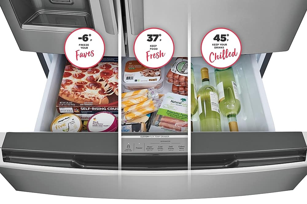 Frigidaire - Gallery 36 in. Wide 21.5 Cu. Ft. Counter-Depth 4-Door French Door Refrigerator - Black Stainless Steel