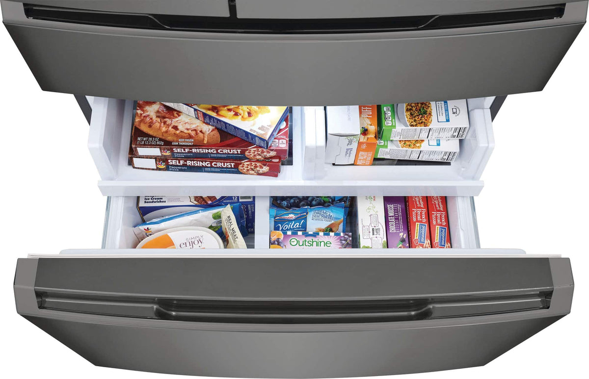 Frigidaire - Gallery 36 in. Wide 21.5 Cu. Ft. Counter-Depth 4-Door French Door Refrigerator - Black Stainless Steel