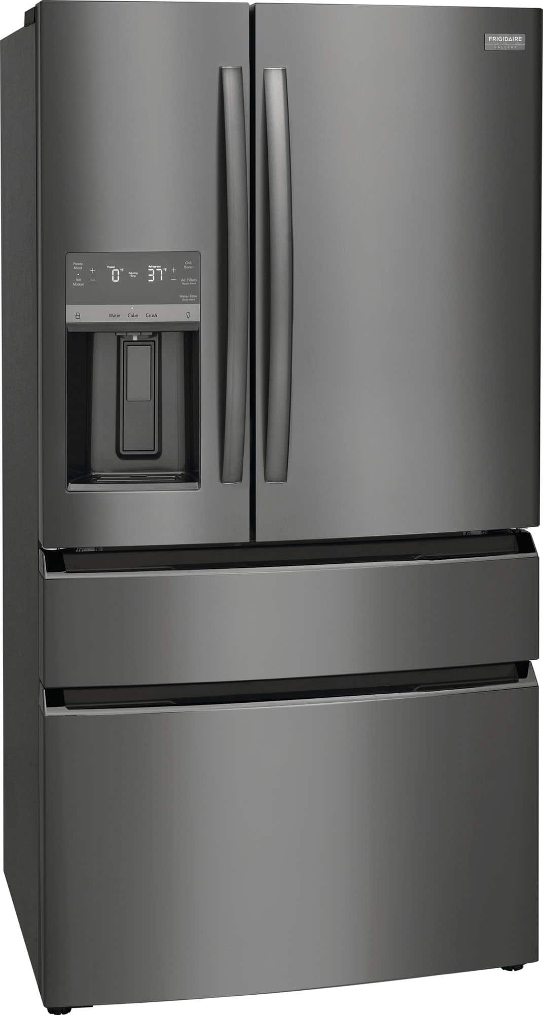 Frigidaire - Gallery 36 in. Wide 21.5 Cu. Ft. Counter-Depth 4-Door French Door Refrigerator - Black Stainless Steel