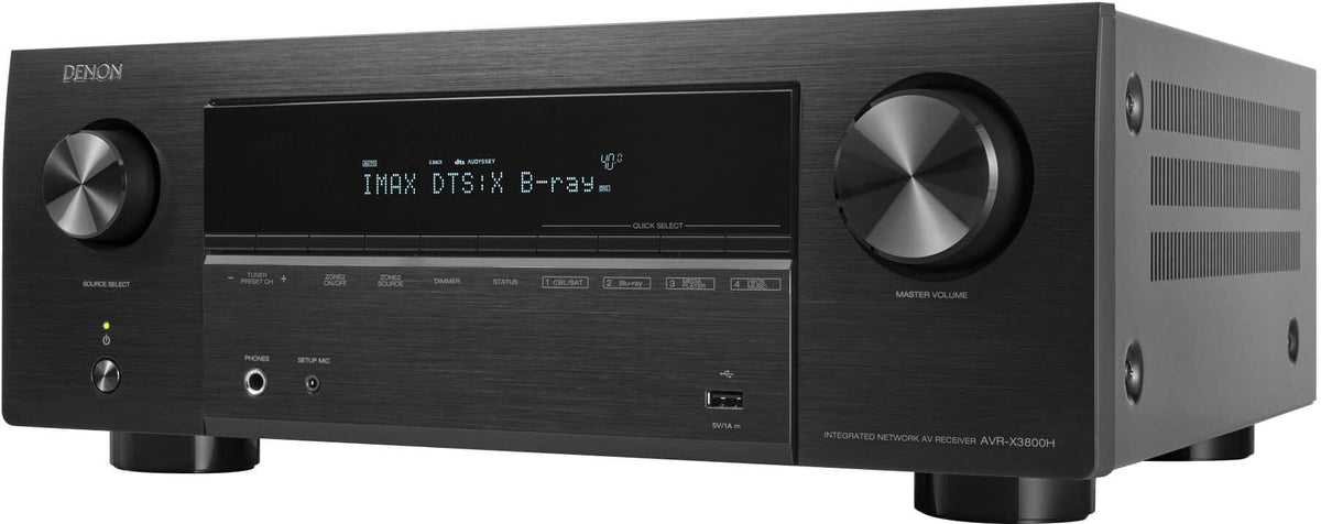 Denon - AVR-X3800H (105W X 9) 9.4-Ch. with HEOS and Dolby Atmos 8K Ultra HD HDR Compatible AV Home Theater Receiver with Alexa - Black