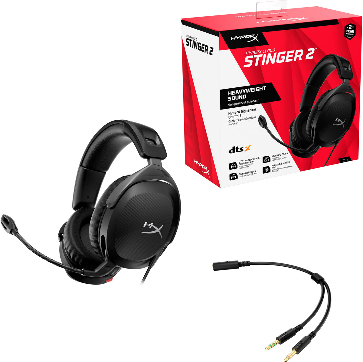 HyperX - Cloud Stinger 2 Wired Gaming Headset for PC - Black