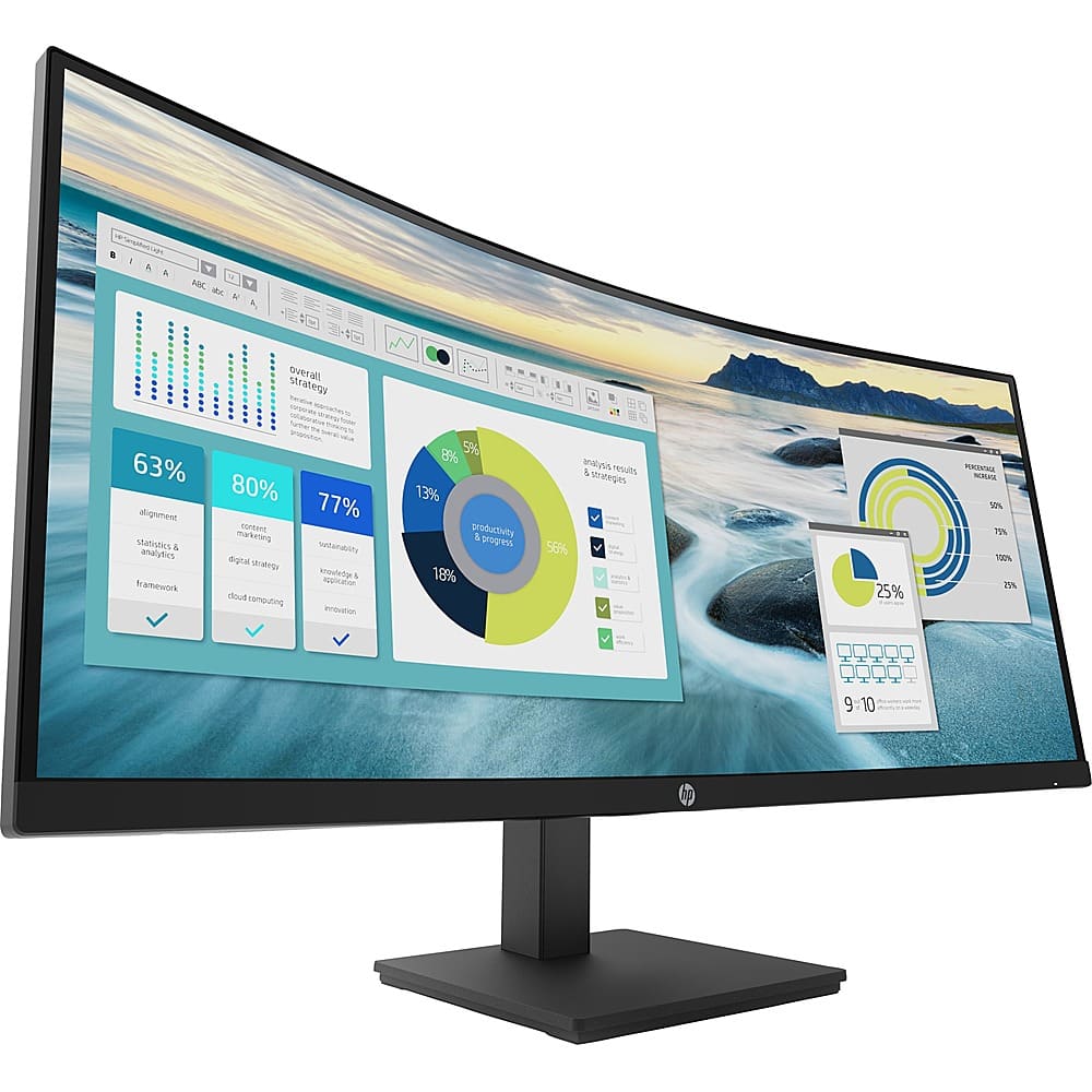 HP - 34" VA LCD Curved 100Hz Monitor (USB, HDMI) - Black