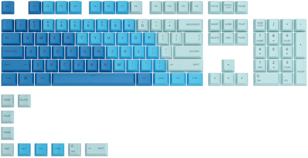 Glorious - GPBT Gradient Universal Keycap Set Compatible with Most 100% 85% 80% TKL 60% Compact 75% Mechanical Keyboards - Ocean