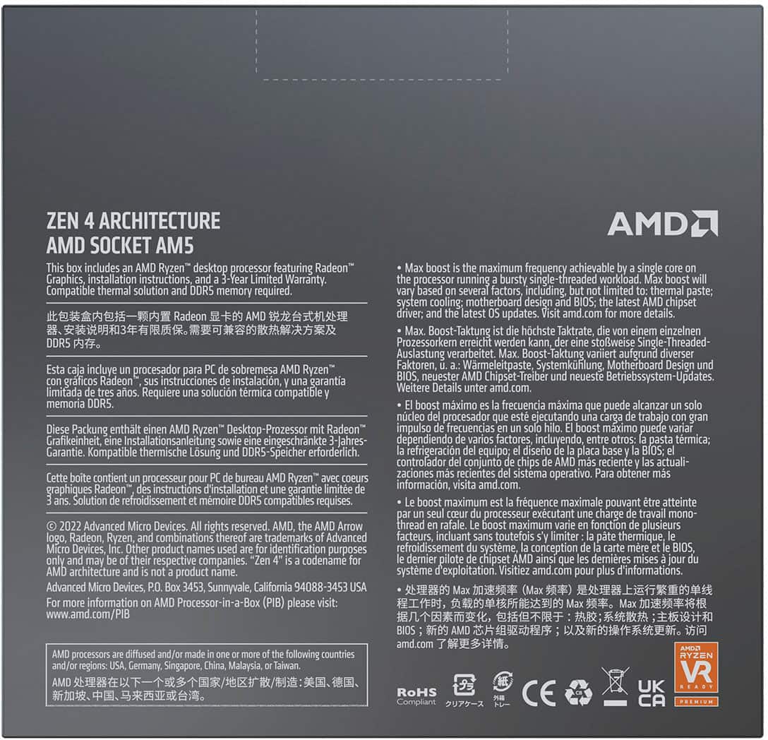 AMD - Ryzen 9 7900X 12-Core - 24-Thread 4.7 GHz (5.6 GHz Max Boost) Socket AM5 PCI Express 5.0 Unlocked Desktop Processor - Silver
