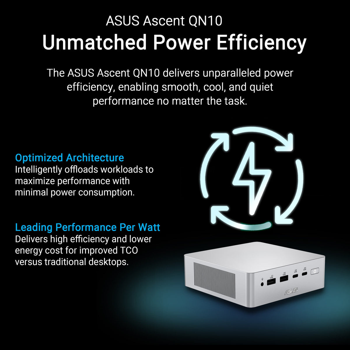 ASUS - Ascent QN10 Mini PC - Snapdragon X2 Elite (2026) - Qualcomm Adreno X2-90 - 16GB Memory - 512GB Storage - Copilot+PC - Silver