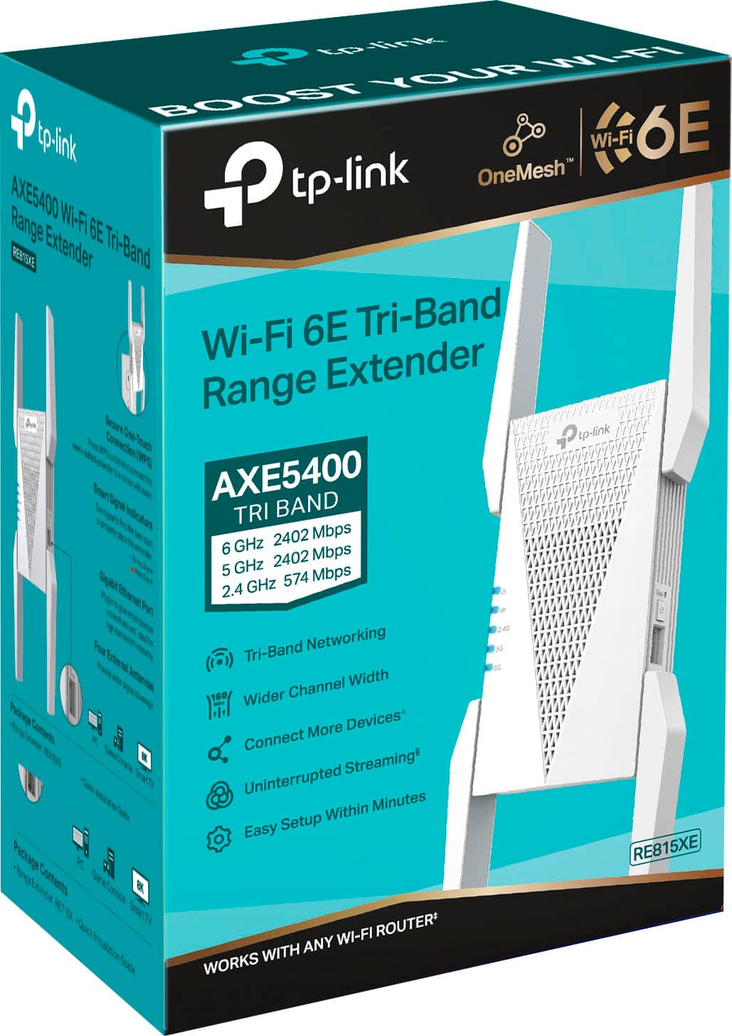 TP-Link - AXE5400 Tri-Band Mesh Wi-Fi 6E Range Extender - White
