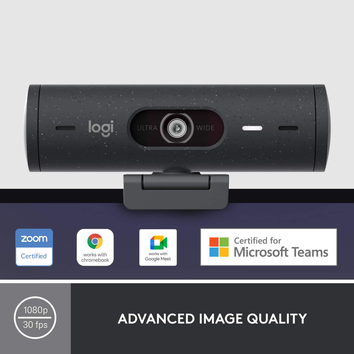Logitech - Brio 500 1920x1080p Webcam with Privacy Cover - Graphite