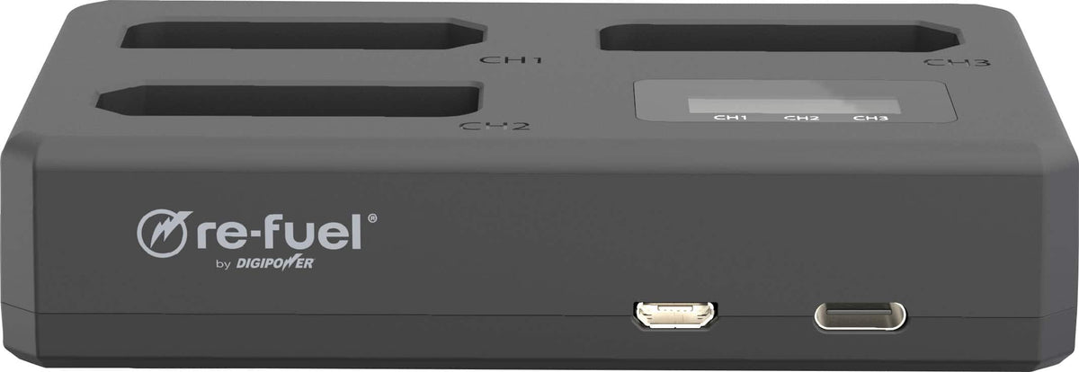 Digipower - Sony NP-FZ100 Triple Battery Charger with Individual Charging Displays - Black