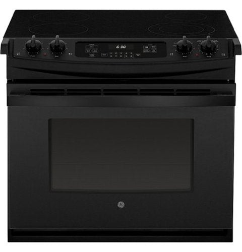 GE - 32 in. Wide 4 Elements 4.4 Cu. Ft. Self-Cleaning Drop-In Electric Range - Black