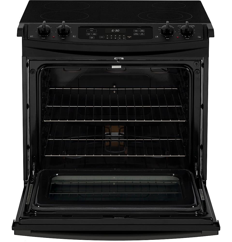 GE - 32 in. Wide 4 Elements 4.4 Cu. Ft. Self-Cleaning Drop-In Electric Range - Black