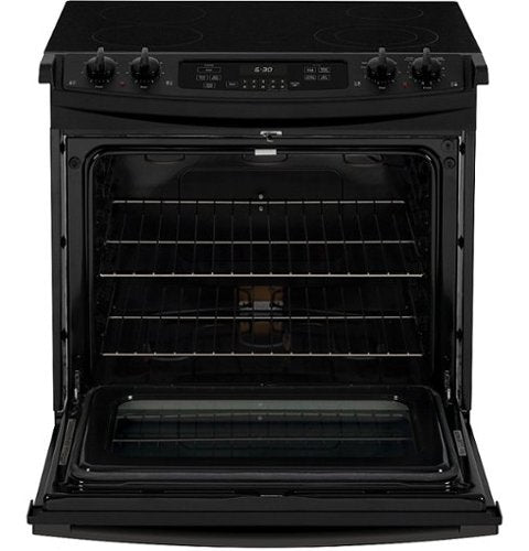 GE - 32 in. Wide 4 Elements 4.4 Cu. Ft. Self-Cleaning Drop-In Electric Range - Black